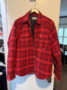 Barbour Red Plaid Lightweight Shirt Jacket